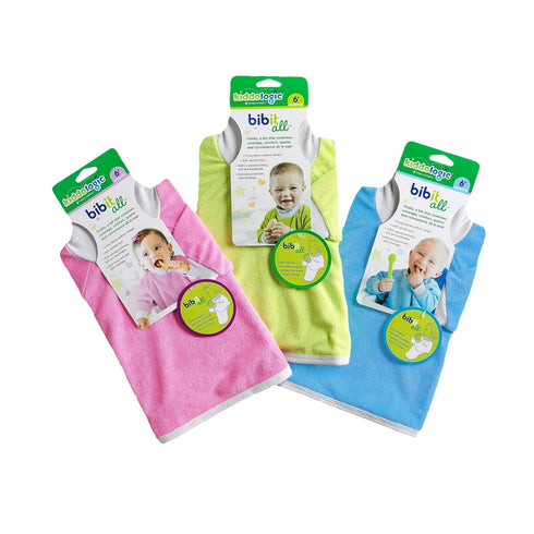 Kiddologic 6-12 Bibit-all Baby Feeding Bib, Long Sleeves with Ribbed Cuffs and High Collar, Stretchy Pullover Smock