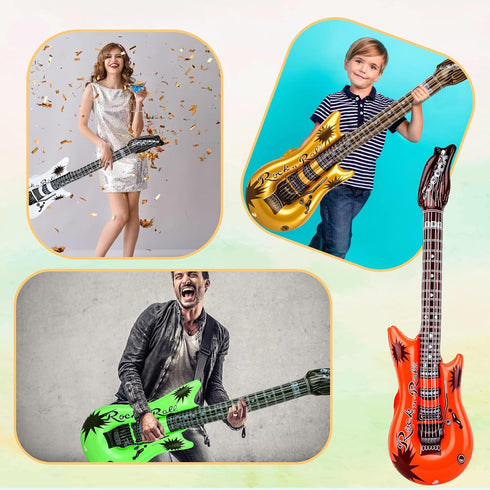 28 Pack Inflatable Guitar - Bulk Inflatable Fake Party Guitar Prop for 80s 90s Themed Birthday Party Favor