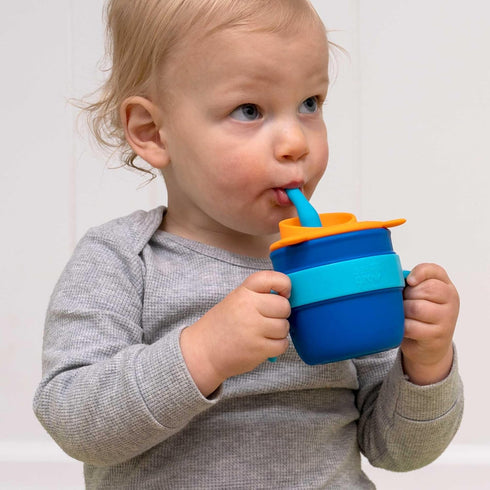 Easy Learn Drink and Snack Set – Toddler Straw Learning Cup, Silicone Baby Cup, Silicone Straw Training Cup for Baby + Toddler, Toddler Training Straw Cup – Dishwasher Safe (Plum) by 321 Grow