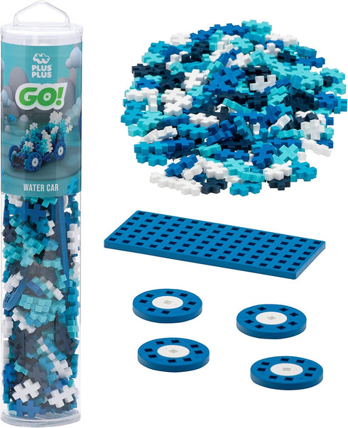 PLUS PLUS - Color Cars Tube - Water - 200 Pieces, Construction Building Stem/Steam Toy, Interlocking Mini Puzzle Blocks for Kids