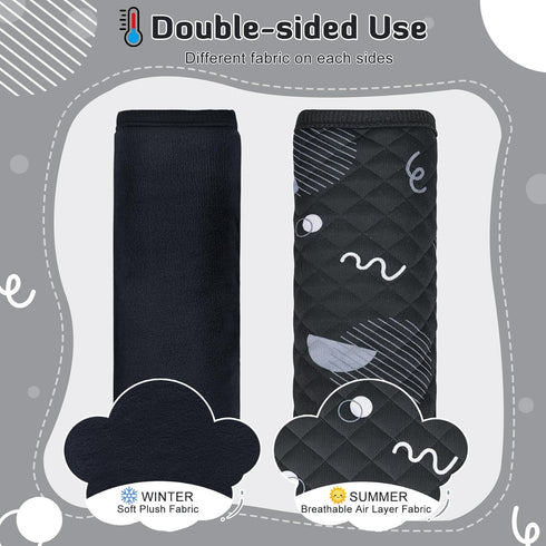 INFANZIA Car Seat Strap Covers for Infants Babies, Soft Carseat Shoulder Pads for Kids, Double-Sided Use Seatbelt