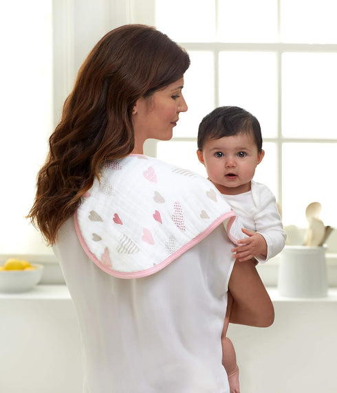 100% 4 22.5" 11", 2 Pack, aden + anais Burpy Bib, Cotton Muslin, Soft Absorbent Layers, Multi-Use Burp Cloth and Bib, X