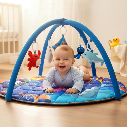 Tummy 5 0 3 6 9 12 Yeeeasy Ocean Theme Baby Play Gym Mat, Time Activity Mat with Detachable Marine Toys, Sensory