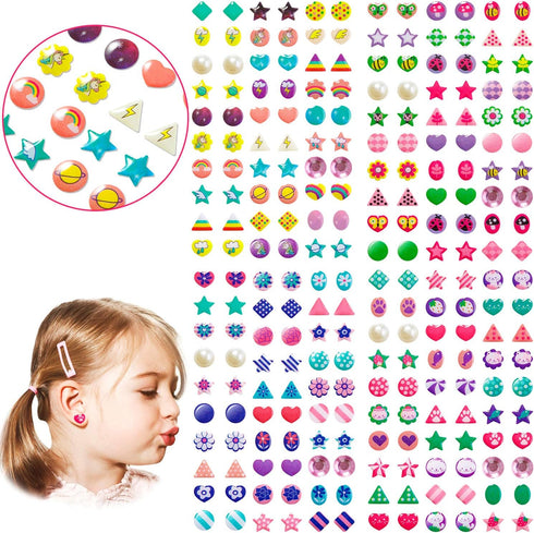 240PCS Sticker Earrings for Little Girls - 3D Gems Self-Adhesive Glitter Craft Crystal Stickers