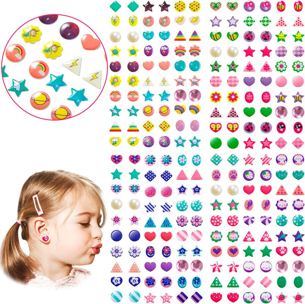 240PCS Sticker Earrings for Little Girls - 3D Gems Self-Adhesive Glitter Craft Crystal Stickers