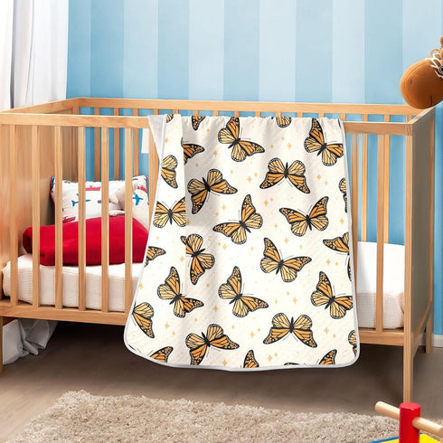 KICPOAY 30x40 Inch Swaddle Blanket for Brown Monarch Butterflies Baby Receiving Blanket Muslin Baby Swaddles Soft