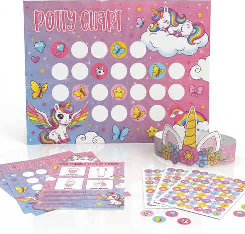 ZICOTO Fun Potty Training Chart with Stickers for Girls - Motivating Unicorn
