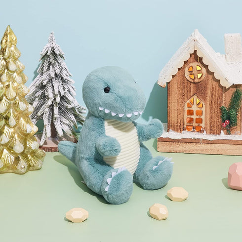 TCBunny Baby Dinosaur Bedtime Stuffed Animal, 12" Plush Toy for Birthday, Valentine, Christmas (T-Rex, Blue)