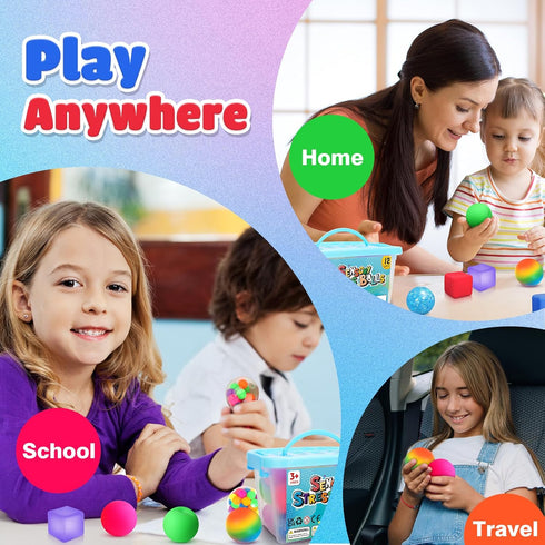 12 Pack 3-12 Stress Balls Fidget Sensory Toys: Squishy Stress Balls for Kids - Hand Therapy Sensory Ball