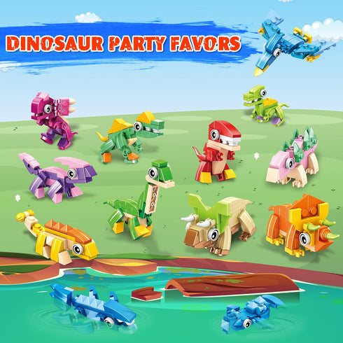 12 Packs 417 Set LINAYE Dinosaur Party Favors for Kids - PCS Mini Dinosaur Building Blocks Toys for Boys Kids Easter