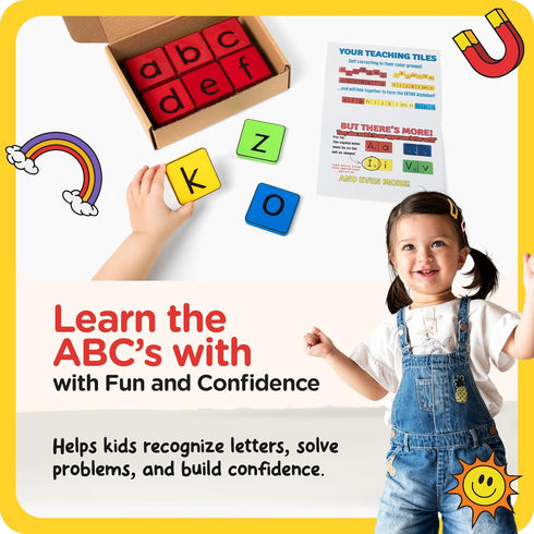 Set Learn Your Lowercase! Self-Correcting Magnetic Alphabet Lowercase Letters Helps Young Learners Learn The Basics