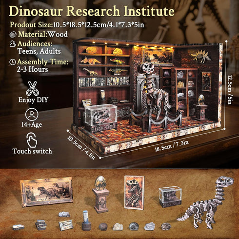 FLYINTOYS 3D Book Nook Kit, DIY Miniature Dollhouse Booknook Kit for Adults and Teens, Wooden Puzzle Bookshelf Crafts