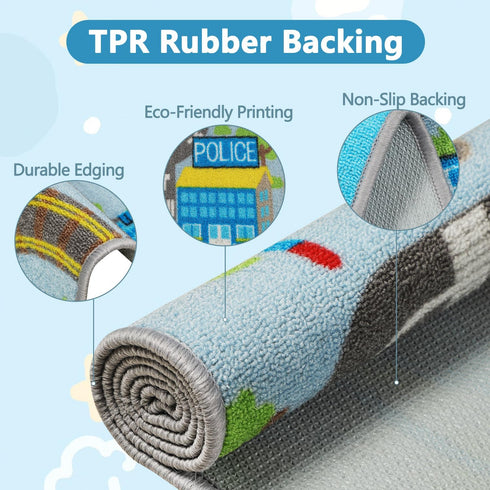 5.2'x3.3' Capslpad Kids Rug Educational Play Rug Traffic Road Kids Play Car Mat Large Learning Play Game Area Rug