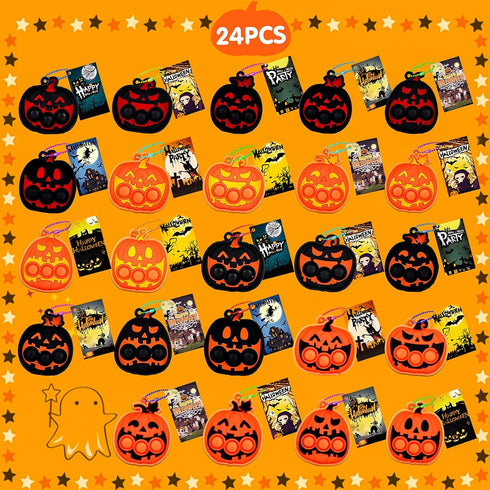 24 Halloween Party Favors for Kids PCS Halloween Pumpkin Pop Fidget Toys,Halloween Toys Treats for Kids,Halloween