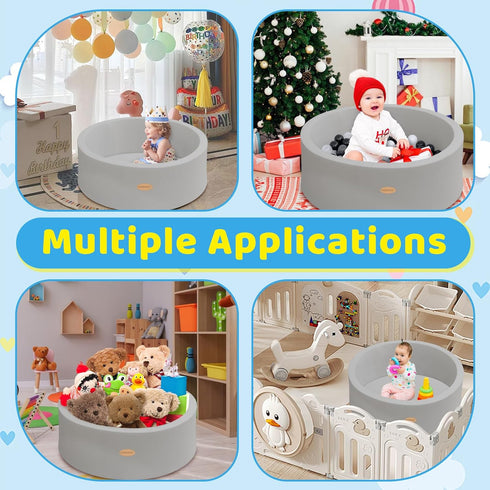 35.4" HARBOLLE Baby Ball Pit Soft Round Memory Foam Ball Pits NOT Included Balls Indoor Outdoor Playpen for Babies