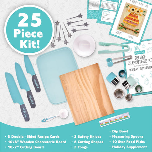 Set 25 Set, 5+ MindWare Playful Chef: Deluxe Charcuterie Kit Real Kids Cooking - Kids Cooking Utensils Including Safe