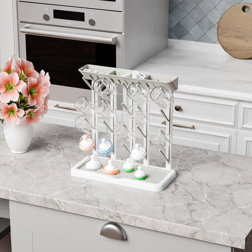 Yieach 20 Countertop,Vertical Larger Baby Bottles Drying Rack for Bottles,Space Saving Feeding Drying Rack for Baby