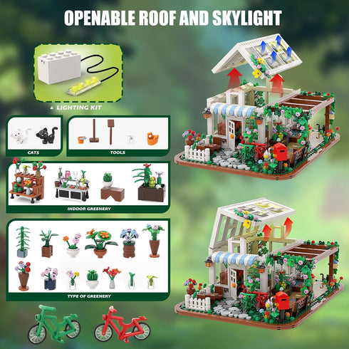 Flower House Building Set Toy with LED Light, Birthday Gifts for 6+ Girls, Compatible with Lego (948 Pieces)