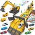 Dwi Dowellin Toys for 3 Year Old Boys, Excavator Toys with 6 Metal Racing Cars and 2 Engineering Vehicles, Foldable