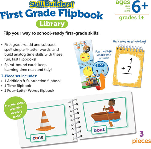 Learning Resources Skill Builders! First Grade Flipbook Library - 3 Pieces, Educational Activities for Kids 6+
