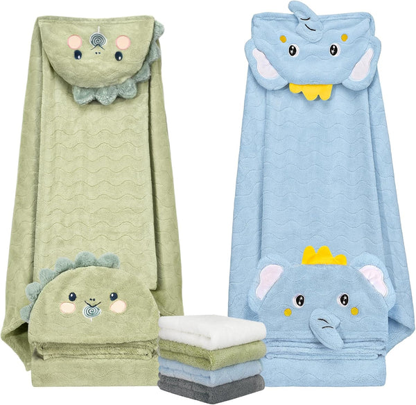 6 PCS Toddler Bath Towel Set for Boy Girl 0-5 Year, 2