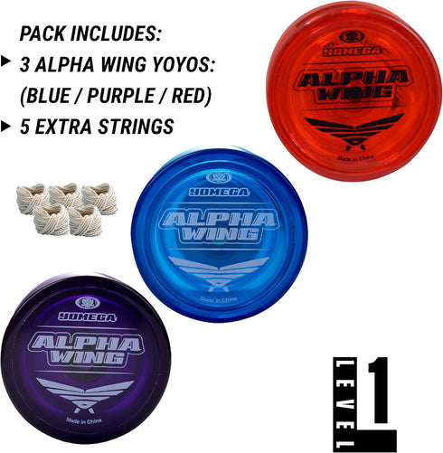 Yomega 3X Alpha Wing Yo-Yo, Fixed Axle for Beginners & String Trick Play (Classic)