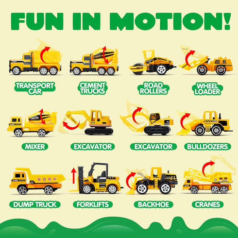 JOYIN 25 in 1 Construction Truck Vehicle Toy Set - Play Vehicles with Sounds and Lights in Carrier Truck