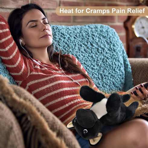 Heatable & Coolable French Bulldog Stuffed Animal, Microwave Heating Pad for Cramps, Cute Lavender Plush Dog Plushies