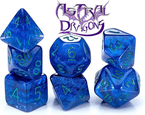 Gake Keeper Games Sui Generis Dice - Astral Dragon Indigo 7 pc Resin Dice Set