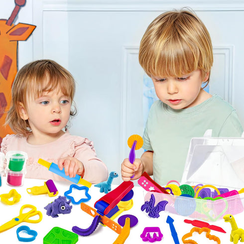 Set 44 Dough Play Tools for Kids PCS Dough Accessories with Scissors Cutters Rollers Rolling Pins Pasta Press Animal