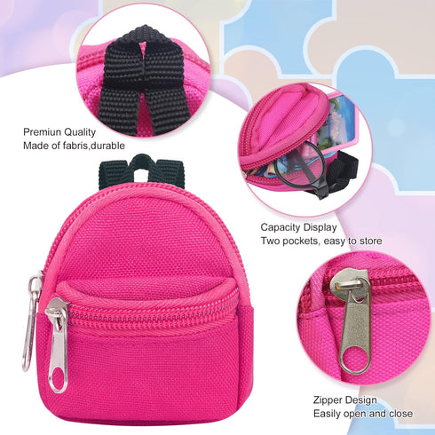 UNICORN ELEMENT 6pcs Mini Zipper Doll Backpacks, Cute School Bags for Doll Accessories