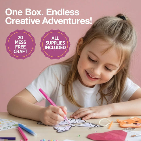 20 Set 20 Packaged, Arts & Crafts Kit for Girls The Surprise Craft Box, All-Inclusive DIY Craft with Fun Projects