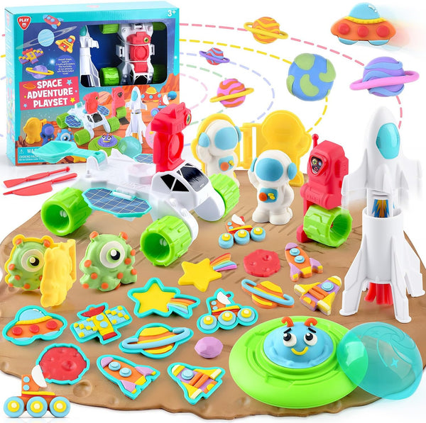 PLAY Color Dough Sets for Kids, Space Planets Theme Sensory Dough Tool