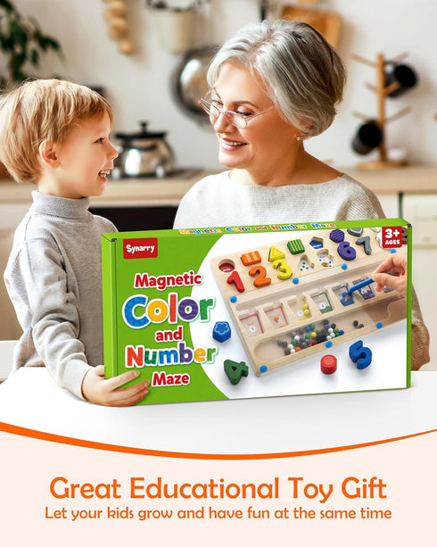 3 1 3+ Counting SYNARRY in Montessori Toys for Year Old, Educational Magnetic Color and Number Maze, Shape & Number