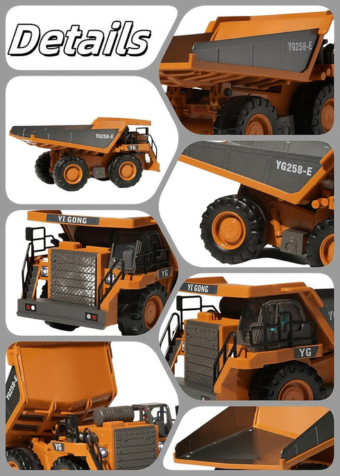 OrgaNatureQueen 9-Channel 3-5 4-7 8-12 2026 RC Dump Truck with Lights and Sound, Remote Control Construction Vehicles