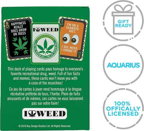 AQUARIUS Weed Playing Cards - Poker Size Deck for Your Favorite Card Games with Linen Finish