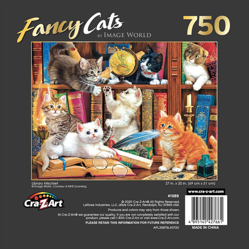 RoseArt - Fancy Cats - 750 Piece Jigsaw Puzzle for Adults - Library Mischief