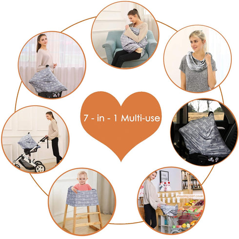 Multi Use Car Seat Canopy Breastfeeding Cover - Baby Stroller and Carseat Cover, Boys and Girls Shower Gifts (Classical