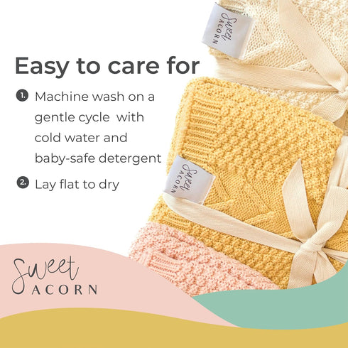 30 43.5 inches Butter Yellow Organic Cotton Knit Baby Blanket - x