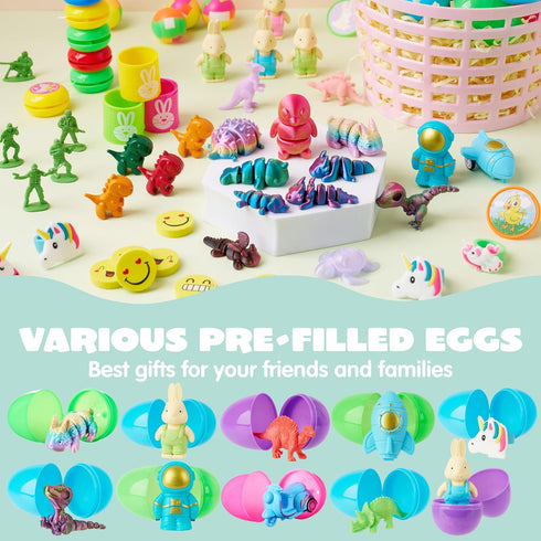 100Pcs JOYIN Prefilled Easter Eggs with Assorted Toys, Easter Basket Essentials, Easter Basket Stuffers for Kids