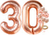 KatchOn Rose Gold 30 Balloon Numbers Set - Giant 40 Inch | 30th Birthday Decorations for Women with Confetti Balloons