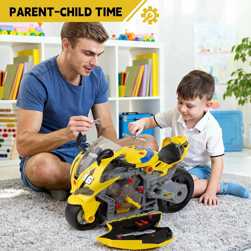 JoySpark Toys Set 3-5, 3 4 5 6 7 Take Apart Motorcycle Toys Kids Mechanic Repair for Toddlers Interactive Toy Engine