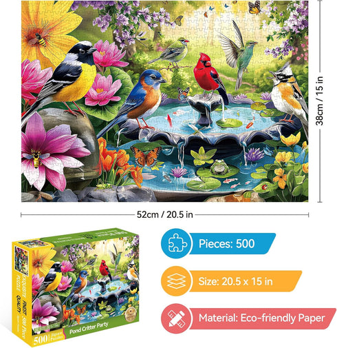 ZSYCZAO 500 500 20.5 15 Pieces Puzzle for Adults, Puzzles for Adults Pieces, Spring Birds Floral Pond Nature Jigsaw