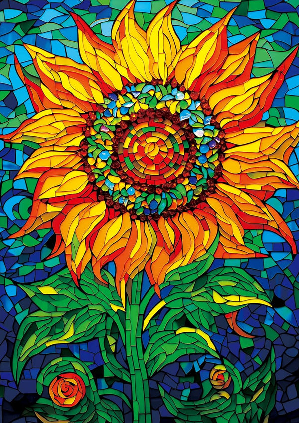 Bgraamiens Puzzle - 1000 Pieces - Glass Sun Flower - Stained Glass Art, Beautiful Jigsaw Puzzles