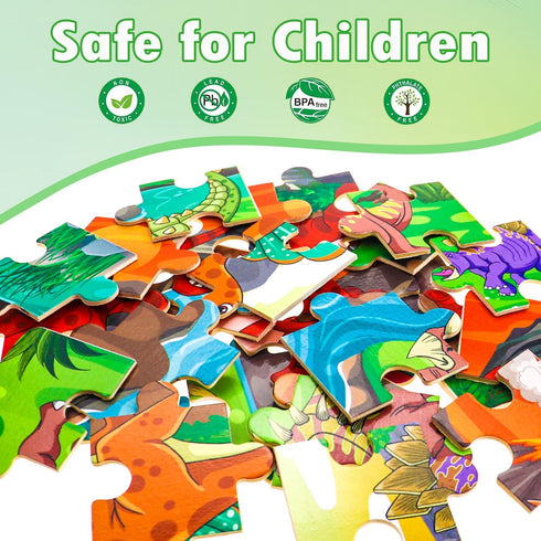 OGYZW 4-6, 4 Packs 24 3-5, Puzzles for Kids Ages Dinosaur Wooden Puzzles, Pieces Puzzles for Kids Ages Preschool