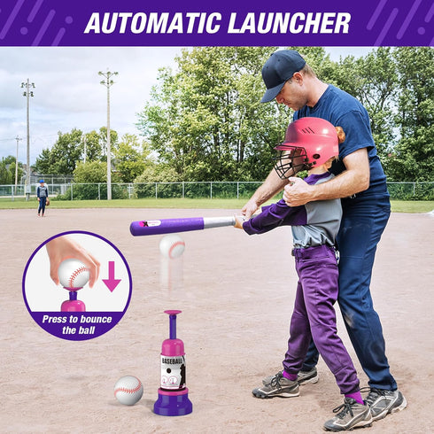 Baseball Set - 3 Ways to Play, Adjustable Height, Safe & Sturdy, Easy to Assemble Sport Gift for Kids