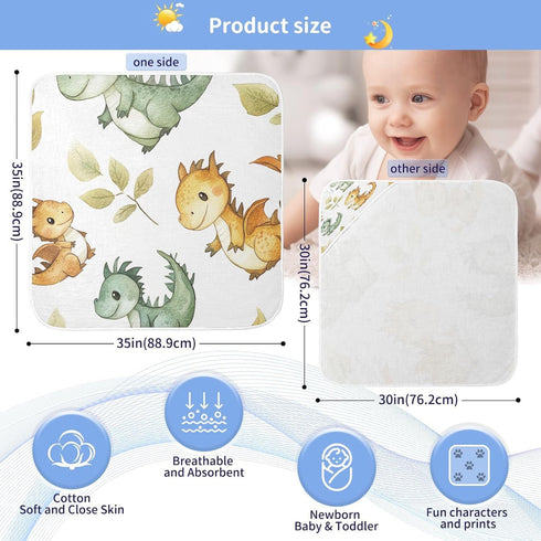 YETTASBIN 30 30 Inch Cartoon Dragon Baby Towel, Ultra Soft Absorbent Cotton Baby Hooded Bath Towel for Newborn Baby Boy