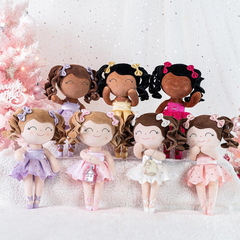 Gloveleya Baby Dolls Soft Snuggly Ballerina Doll - 14-Inch Plush Tanned Ballet Doll with Lace Mesh Dress