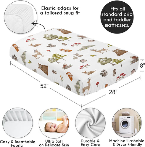 Sweet Jojo Designs Fitted Baby Crib Sheets (Woodland Animals) for Boys or Girls, Infant Nursery, Toddler Room