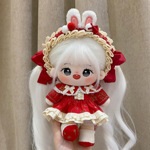 Plush Doll Clothing Anime Character Costumes Adorable 20cm Plush Doll Clothing Set Anime Plush Doll Suitable for Plush Toys Gift for Girl (for 8inches/20cm Doll) (Red Clothes)